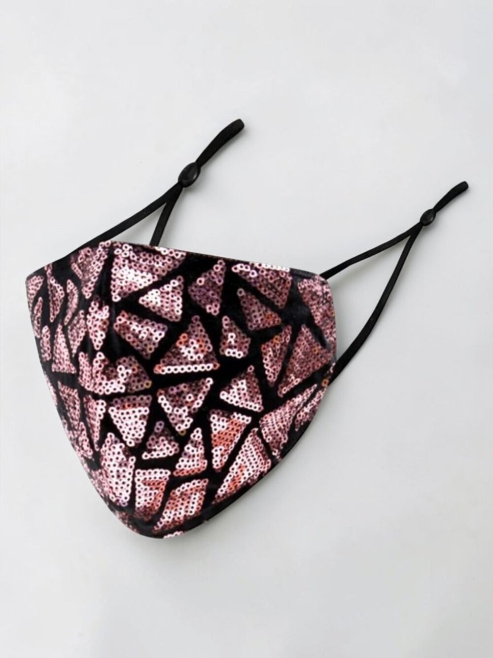 Rose Gold Sequin Face Mask Geometric Triangle Festival Concert Party NWT